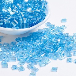 (TL260) Transparent Aqua AB MIYUKI TILA Beads, Japanese Seed Beads, 2-Hole, (TL260) Transparent Aqua AB, 5x5x1.9mm, Hole: 0.8mm, about 1180pcs/100g
