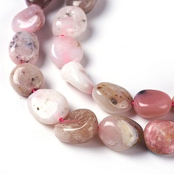 Pink Opal Natural Pink Opal Beads Strands, Tumbled Stone, Nuggets, 7~15x6~9mm, Hole: 1mm, about 40pcs/strand, 15.7 inch(40cm)
