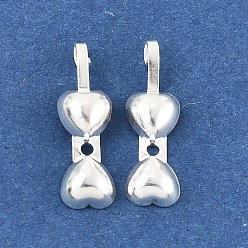 Серебро 925 шарики из стерлингового серебра, Калотте заканчивается, сердце, серебряные, 10x5 мм, отверстия : 1.6 mm и 1 мм, внутренний диаметр: 4 мм