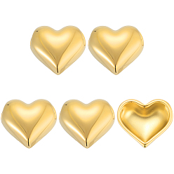 Настоящее золото 18K 5 шт. 304 бусины из нержавеющей стали, вакуумное покрытие pvd, сердце, реальный 18 k позолоченный, 18.5x21x8 мм, отверстие : 6x3.5 мм