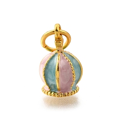 Золотой Подвески из эмали и сплава, корона очарование, с целью перехода в кольце, золотые, 17.5x10.5 мм, отверстие : 5.5 мм