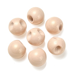 PeachPuff UV Plating Opaque Acrylic European Beads, Large Hole Beads, with Gold Powder, Round, PeachPuff, 19x19mm, Hole: 4mm