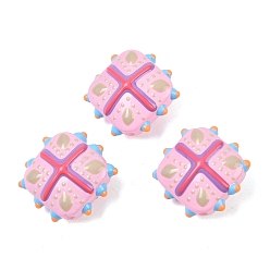 Pink Стеклянные бусины из имитации нефрита, бусины ручной работы, ромб, с эмалью, розовые, 19x22~23x10 мм, отверстие : 1.4~1.6 мм