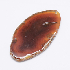 Coral Natural Agate Slices Big Pendants, Dyed, Coral, 50~110x27~60x5~10mm, Hole: 2mm, about 20~40pcs/kg