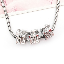 Box Европейские бусины, сплав, стразы , бусины с большим отверстием, Новогодняя тема, коробка, 12x9.5x9.5 мм, отверстие : 4.5 мм