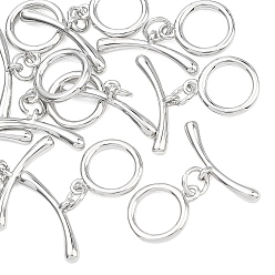 Платинированный Латуни Переключить застежками, без кадмия, без никеля и без свинца, Кольцевая форма, Реальная платина, Кольцо: 13x10.5x1.5 mm, бар: 6x18.5x2.5 mm, отверстие : 1.4 мм