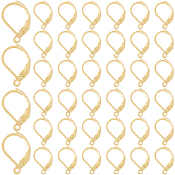 Настоящее золото 24K 304 из нержавеющей стали выводы Leverback серьги, с петлей, реальный 24 k позолоченный, 15x10x2 мм, отверстие : 1.4 мм, штифты : 1x0.8 мм, 60 шт / коробка