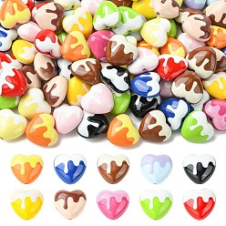 Mixed Color Baking Paint Opaque Acrylic Beads, Heart, Mixed Color, 18.5x20x11mm, Hole: 2mm