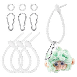Белый Создание наборов для поиска, включая пружинные кольца из цинкового сплава, силиконовые кабельные стяжки и карабины из алюминиевого сплава для скалолазания, белые, 20x3.5 мм, 7 датчик, внутренний диаметр: 13 мм, 6 шт