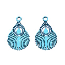 Темно-Голубой 430 подвеска из нержавеющей стали, окрашенная распылением, филигранные подвески в виде павлиньих перьев, глубокое синее небо, 16.5x10x0.3 мм, отверстие : 1.5 мм