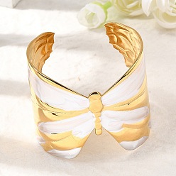 Dragonfly 304 женские браслеты-манжеты из нержавеющей стали, реальный 18 k позолоченный и цвет нержавеющей стали, стрекоза, внутренний диаметр: 2-3/8 дюйм (5.9x5.95 см)