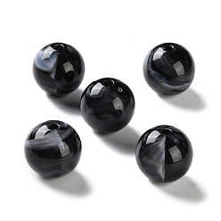Черный Непрозрачные акриловые бусины, два тона, круглые, чёрные, 11.5 мм, отверстие : 2.5 мм, Около 158 шт / 500 г