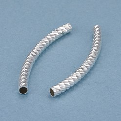 Посеребрённый Бисера латунной трубки, долговечный, изогнутые бусины, трубка, 925 серебро покрытием, 45x4 мм, отверстие : 3 мм