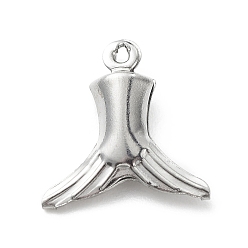Stainless Steel Color Non-Tarnish 304 Stainless Steel Pendants, Fish Tail Charms, Stainless Steel Color, 15.1x14.3x4.4mm, Hole: 1mm