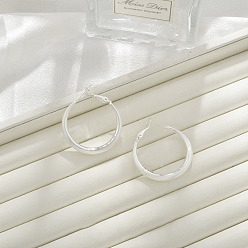 Серебро Латунь обруч серьги для женщин, серебряные, 36x4.5 мм