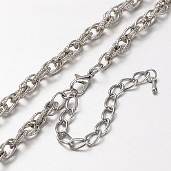 Platinum Iron Double Link Chain Necklace Making, with Alloy Lobster Claw Clasps and Iron End Chains, Platinum, 29.9 inch