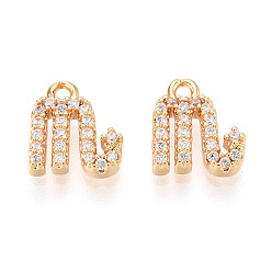 Скорпион Латунные микро проложить кубического циркония прелести, двенадцать созвездий, долговечный, без никеля , реальный 18 k позолоченный, Скорпион, 9x8x2.5 мм, отверстие : 1.2 мм