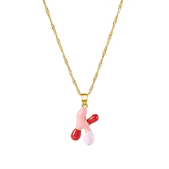 Letter K Ожерелья-подвески с эмалью из дофаминового сплава и сингапурской цепочкой, буквы, Письмо K, 21.65 дюйм (55 см)