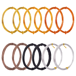 Mixed Color 12 Rolls 6 Colors Round Aluminum Craft Wire, for Beading Jewelry Craft Making, Mixed Color, 20 Gauge, 0.8mm, 2rolls/color