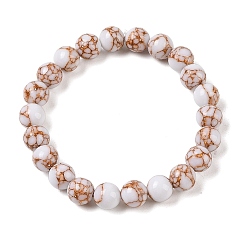 Перу Синтетические бирюзовые (окрашенные) круглые эластичные браслеты из бисера, Перу, внутренний диаметр: 1-7/8 дюйм (4.9 см), 8 мм