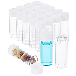 White Clear Glass Screw Top Bead Storage Tubes, Bead Containers with Plastic Cap, Column, White, 2.7x7.8cm, Inner Diameter: 1.7cm, Capacity: 30ml(1.01fl. oz)