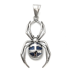 Полуночно-синий 316 хирургические подвески из нержавеющей стали, с эмалью, прелести паука, темно-синий, 41x22.5x5 мм, отверстие : 9x4.5 мм