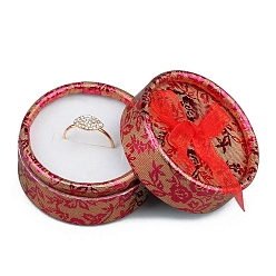 Камелия Круглые картонные коробки для хранения колец, Шкатулка для украшений с бантом и белой губкой внутри, для хранения колец, камелия, 5.5x3.5 см, 30 шт / комплект