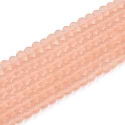 Легкий Лосось Прозрачные стеклянные бусины, граненые, матовые, рондель, светлый померанцевый, 2.9~3.3 мм, отверстие : 1 мм, около 135~140 шт / нитка, 32~34 см