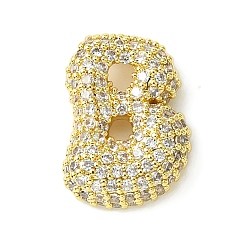 Letter B Подвески из латуни с покрытием из прозрачного кубического циркония, без кадмия и без свинца, долговечный, алфавит, реальный 18 k позолоченный, В письме, 18x13x5 мм, отверстие : 3x1.8 мм