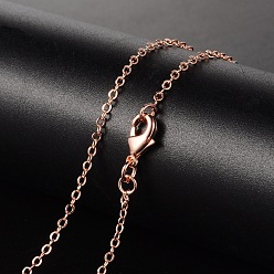 Rose Gold Brass Necklaces, Cable Chain, with Lobster Clasp, Rose Gold, 17.13 inch(43.5cm), 1.5mm