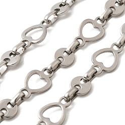 Нержавеющая Сталь Цвет 304 Цепи с круглыми и плоскими звеньями из нержавеющей стали, несварные, с катушкой, цвет нержавеющей стали, 16x9x1 мм, 5 м / рулон