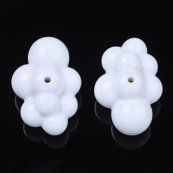 White Opaque Acrylic Beads, 3D Cloud Shapes, White, 33x23x17mm, Hole: 2mm, about 80pcs/500g