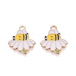 Белый Подвески из эмали и сплава, очарование пчел, золотой свет, белые, 19x16x1 мм, отверстие : 1.6 мм