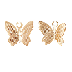 Real 18K Gold Plated Brass Charms, Butterfly, Real 18K Gold Plated, 10.5x12x3mm, Hole: 1mm, 30pcs/box