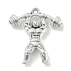 Античное Серебро Сплавочные подвески тибетского стиля, спортсмены прелести, никель, античное серебро, 25x22x4.5 мм, отверстие : 1.4 мм