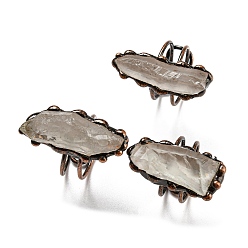 Кварц Регулируемые кольца неправильной прямоугольной формы из натурального зеленого кварца, кольцо на палец из красной меди и олова, без кадмия и без свинца, внутренний диаметр: 18.7~19.2 мм