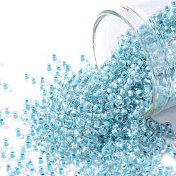 (792) Inside Color AB Crystal/Sky Blue Lined TOHO Round Seed Beads, Japanese Seed Beads, (792) Inside Color AB Crystal/Sky Blue Lined, 11/0, 2.2mm, Hole: 0.8mm, about 5555pcs/50g