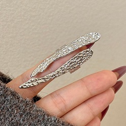 Platinum Brass Cuff Open Rings, Nuggets, Platinum, 15~20mm