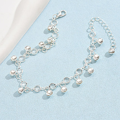 Серебро Браслеты на ногу с подвесками из сплава колокольчиков, серебряные, 7-1/2 дюйм (190 мм)