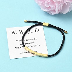 Золотой Браслеты-слайдеры из плетеного полиэстерного шнура, 304 браслеты с подвесками из нержавеющей стали для женщин и мужчин, трубка со словом wwjd, золотые, внутренний диаметр: 3.15 дюйм (8 см)
