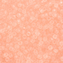 Melocotón de Soplo 8/0 transparentes perlas de cristal de la semilla, agujero redondo, colores esmerilado, rondo, peachpuff, 3~4x2~3 mm, agujero: 0.8 mm, sobre 15000 unidades / libra