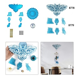 Темно-Голубой Силиконовые формы для изготовления колокольчиков из пищевого силикона, формы для литья смолы, с алюминиевой трубкой, сова, глубокое синее небо, Сова: 115x6 мм, 29 шт / комплект