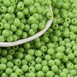 Светло-зеленый Непрозрачные акриловые бусины, круглые, светло-зеленый, 5x4 мм, отверстие : 1.6 мм, Около 12500 шт / 500 г