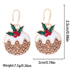 Christmas Bell Рождественские серьги-подвески из сплава с эмалью и стразами., Рождественский колокольчик, 25x20 мм