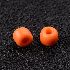 Dark Orange Glass Seed Beads, Opaque Colours Seed, Small Craft Beads for DIY Jewelry Making, Round, Dark Orange, 3mm, Hole:1mm, about 10000pcs/pound