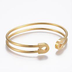 Золотой Модный 304 из нержавеющей стали крутящий момент манжеты браслеты, золотые, 47x59 мм