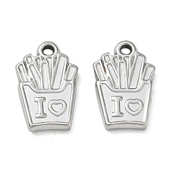 Stainless Steel Color 304 Stainless Steel Pendants, Chips Charms, Stainless Steel Color, 19x12x2.8mm, Hole: 2mm