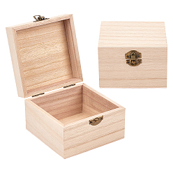 Цвет Древесины Коробка для свечей, откидная крышка, с железной застежкой и петлями, для конфет, подарочная упаковка, квадратный, деревесиные, 12.6x12x8 см, Внутренний размер: 10.6x10.6 см