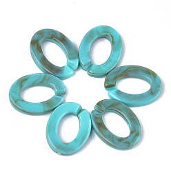 Light Sea Green Acrylic Linking Rings, Quick Link Connectors, For Jewelry Chains Making, Imitation Gemstone Style, Oval, Light Sea Green, 24.5x18.5x4mm, Hole: 14.5x9mm, about: 440pcs/500g