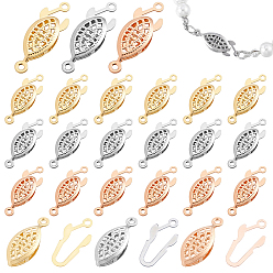 Mixed Color 60Pcs 3 Colors Stainless Steel Box Clasps, Fish, 1-Strand, 2-Hole, Mixed Color, 21.7x7.1mm, 20pcs/color